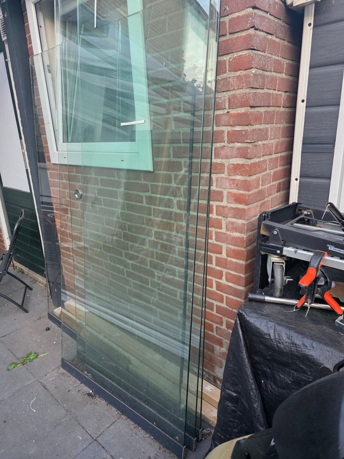 Schuifdeur, voor veranda veiligheidsglas, Ophalen of Verzenden, Glasplaat, Veiligheidsglas, 160 cm of meer