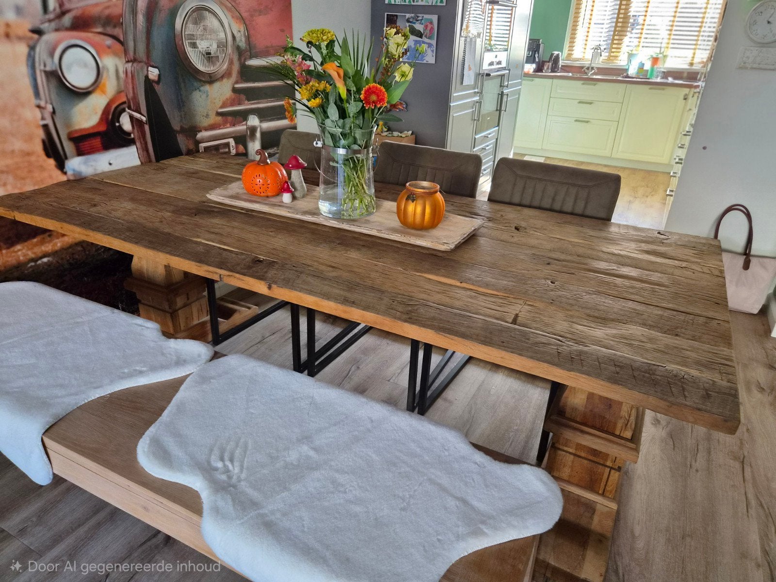oud eiken barnwood kloostertafel 100x220