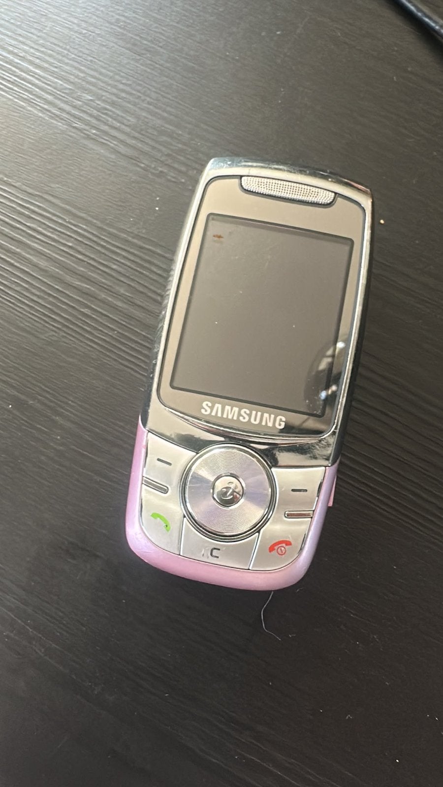 Samsung SGH-E740 Schuiftelefoon Roze/Zilver - Vintage Mobiel, Gebruikt, Schuifmodel, Ophalen of Verzenden, Minder dan 3 megapixel