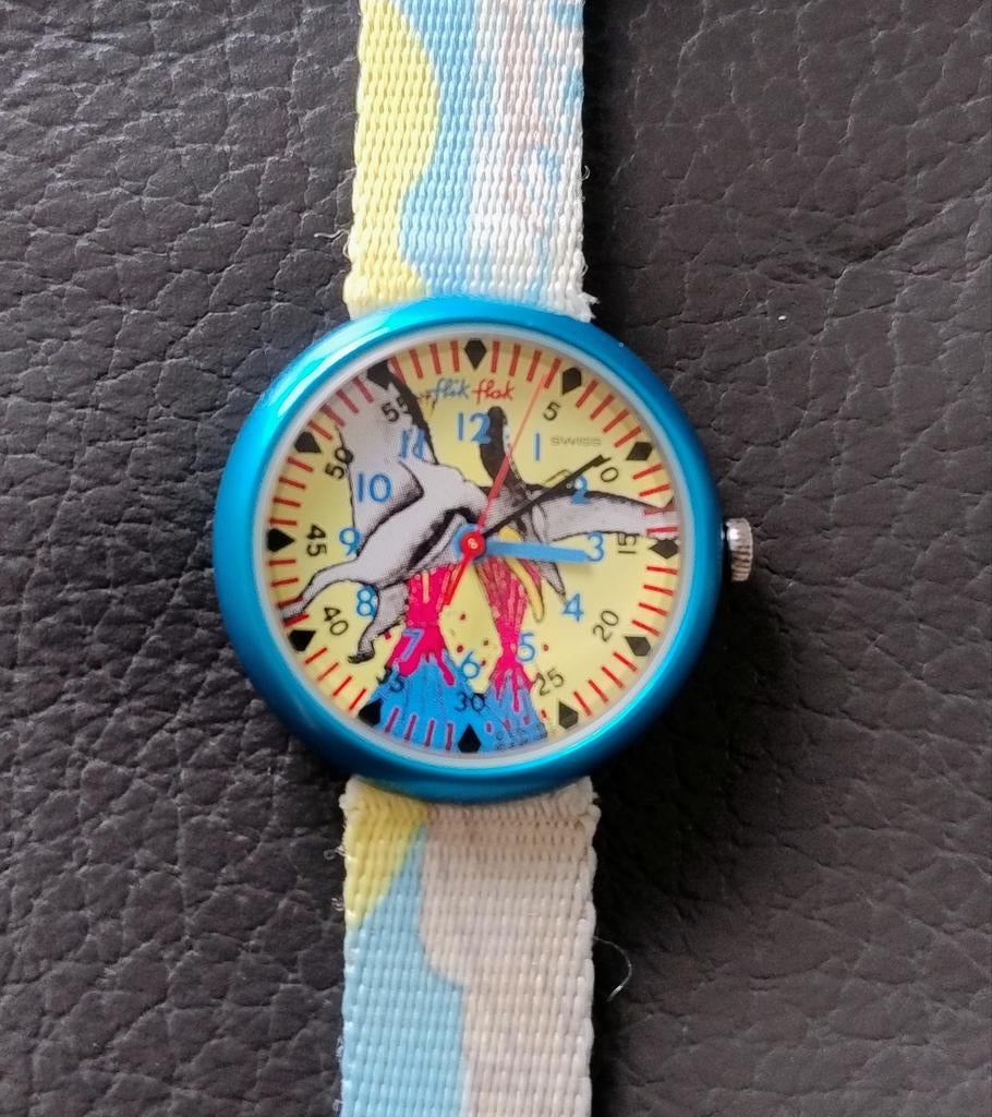Flik Flak Dinosaurus Kinderhorloge - Blauw met Dino Print, Sieraden, Tassen en Uiterlijk, Horloges | Kinderen, Ophalen of Verzenden