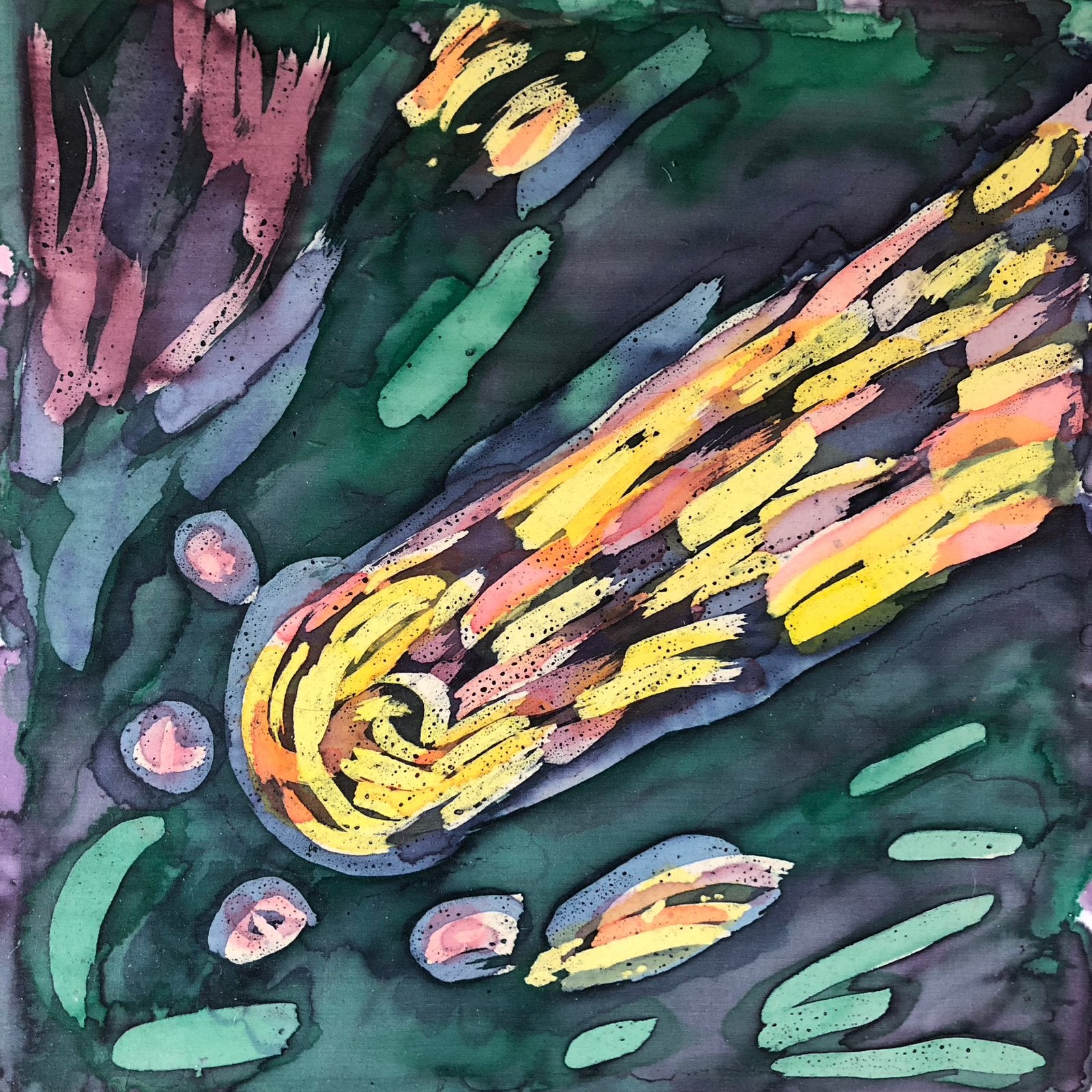 Abstract schilderij van een komeet, Ophalen of Verzenden