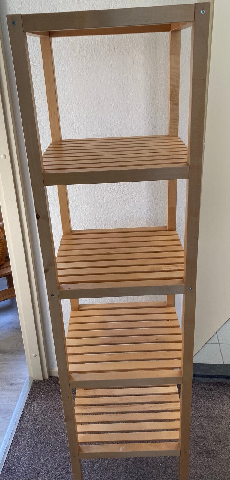 Houten badkamerrek met 4 planken. Ikea Molger, Huis en Inrichting, Ophalen, Gebruikt