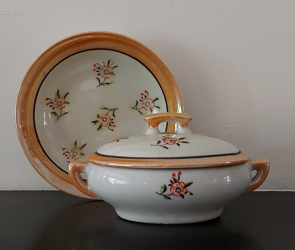 Antiek kinderserviesje onderdelen schaal dekschaal bloemetje, Antiek en Kunst, Antiek | Speelgoed, Ophalen of Verzenden