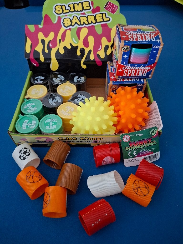 26 stuks slijm, pufferballen en traplopers speelgoed, Ophalen of Verzenden, Nieuw