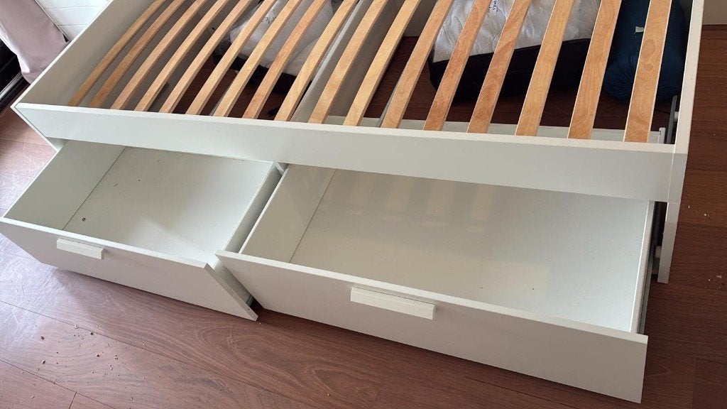 Eenpersoons bedbank Ikea, Ophalen, Eenpersoons, Wit, Zo goed als nieuw