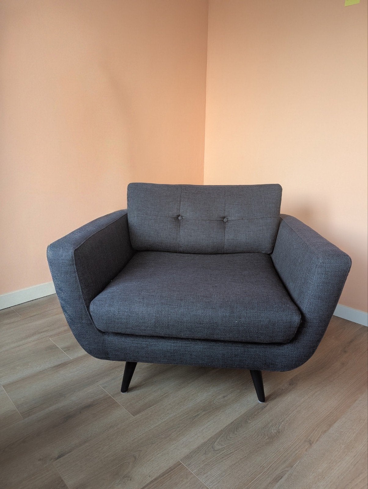Blauwe stoffen designer fauteuil, 75 tot 100 cm, Ophalen of Verzenden, Zo goed als nieuw, 75 tot 100 cm