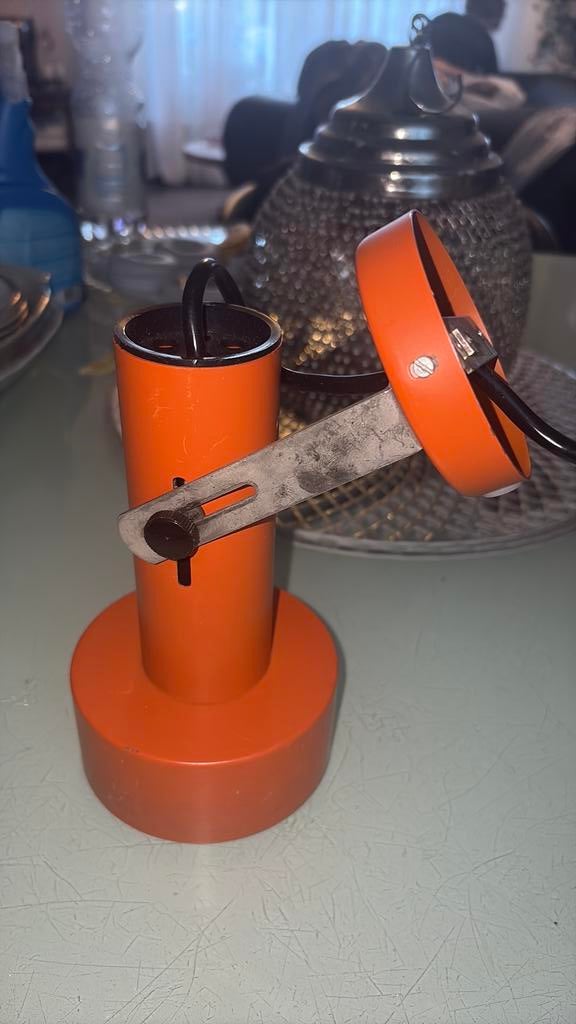 Oranje vintage metalen wandlamp/spot uit de jaren 70, Ophalen of Verzenden