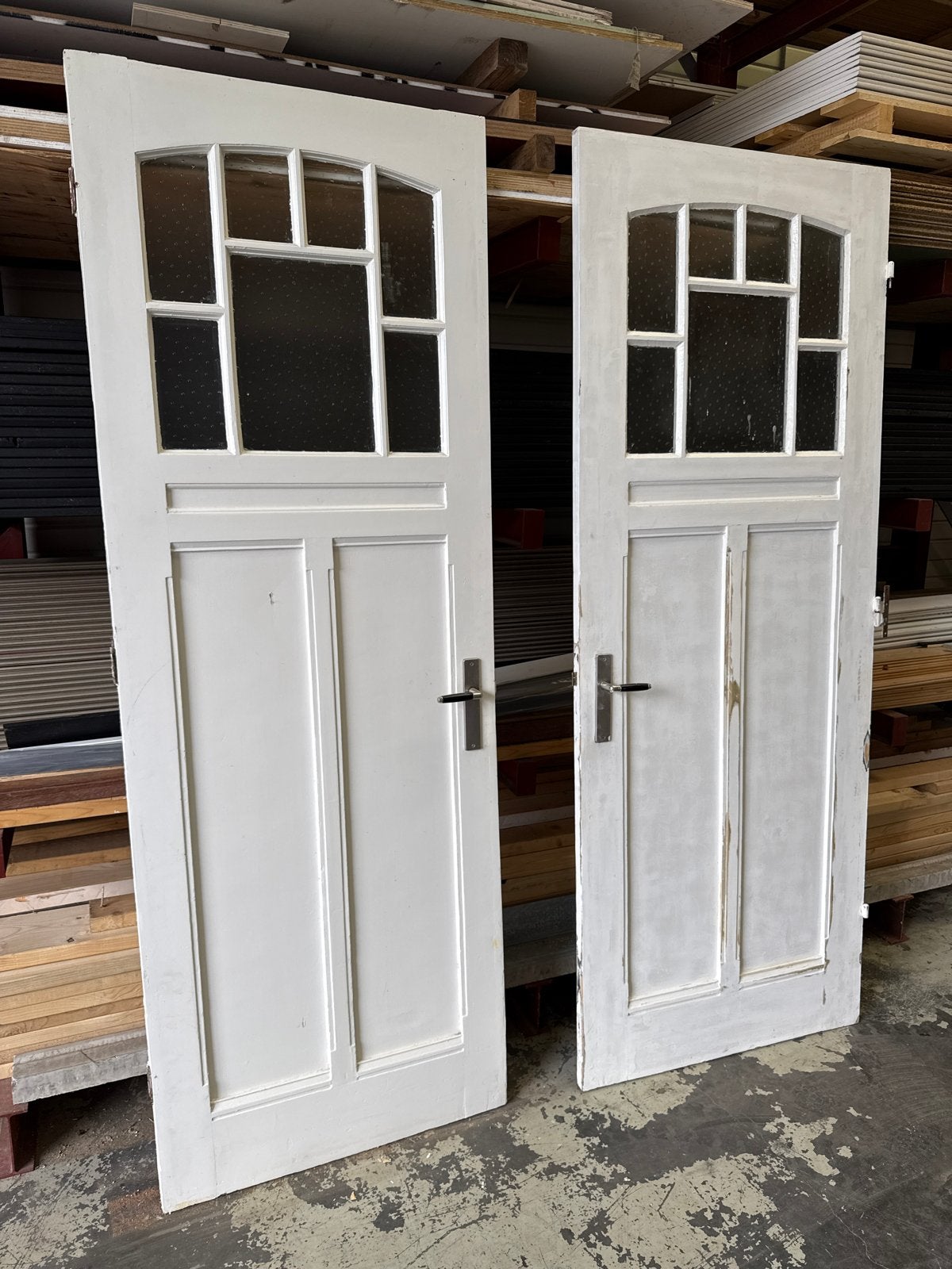 2 Paneeldeuren met waterdruppel glas - diverse maten, Ophalen, Gebruikt, 80 tot 100 cm, 215 cm of meer