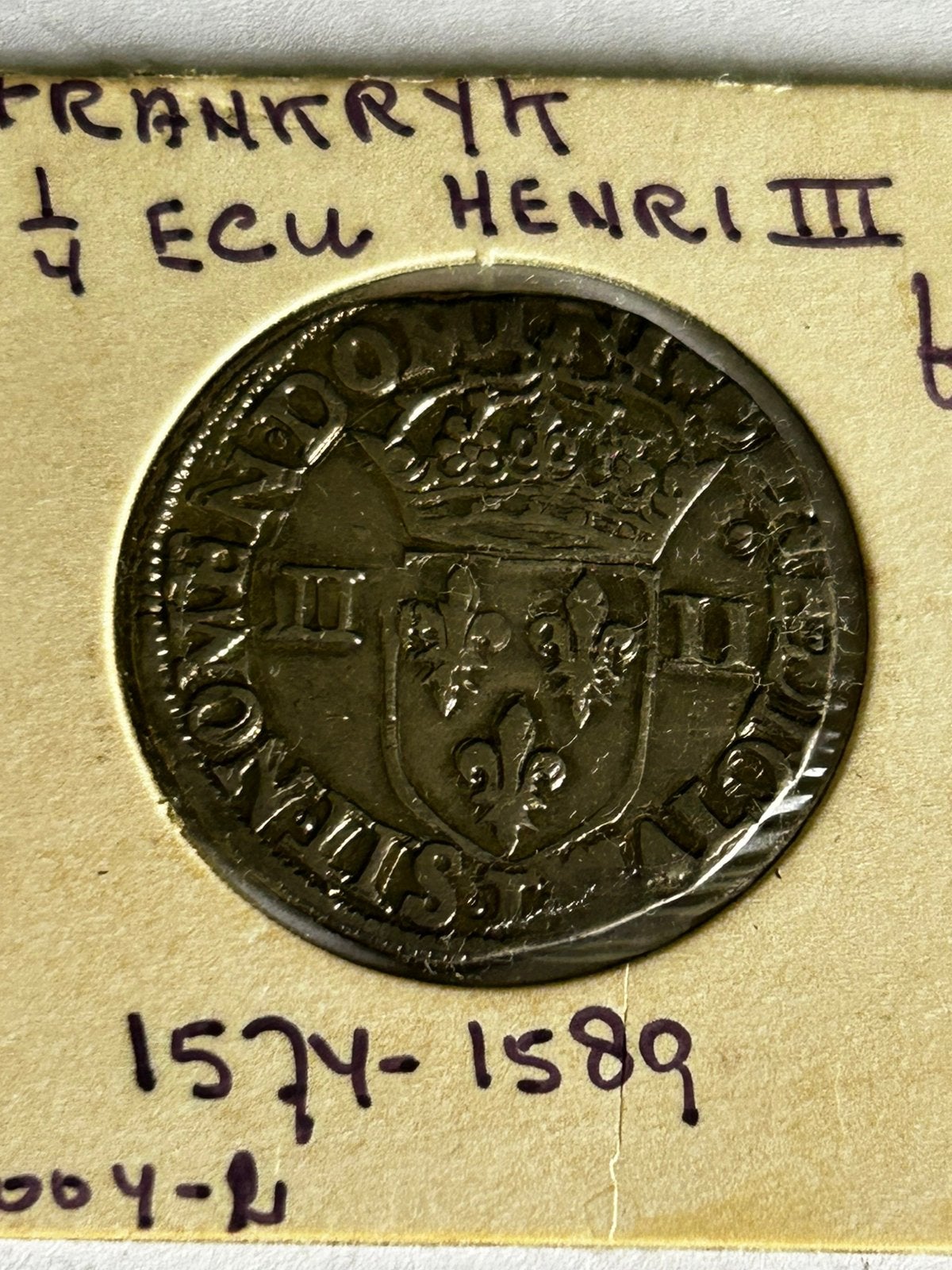 Zilveren 1/4 Ecu Henri III 1586 Saint-Lô (C) - Topstaat, Ophalen of Verzenden, Frankrijk, Losse munt, Zilver