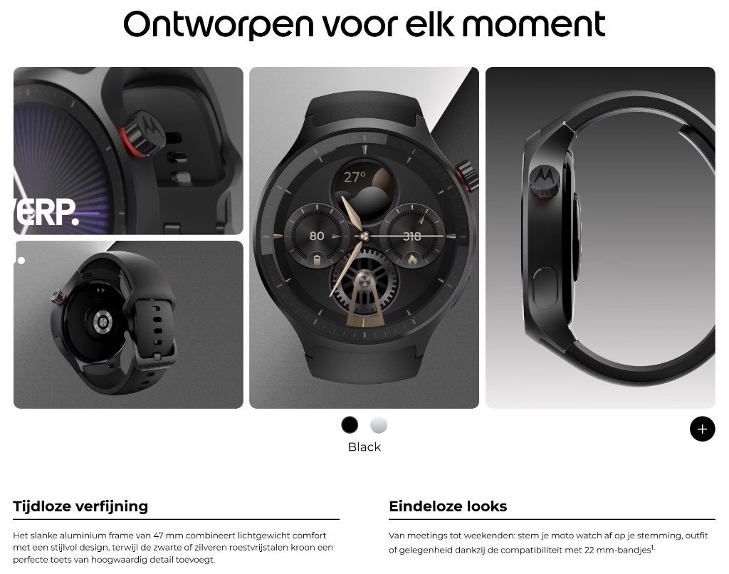 MotoWatch Motorola - smartwatch Matt Black versie 2026, Zwart, Nieuw, Ophalen of Verzenden, Motorola