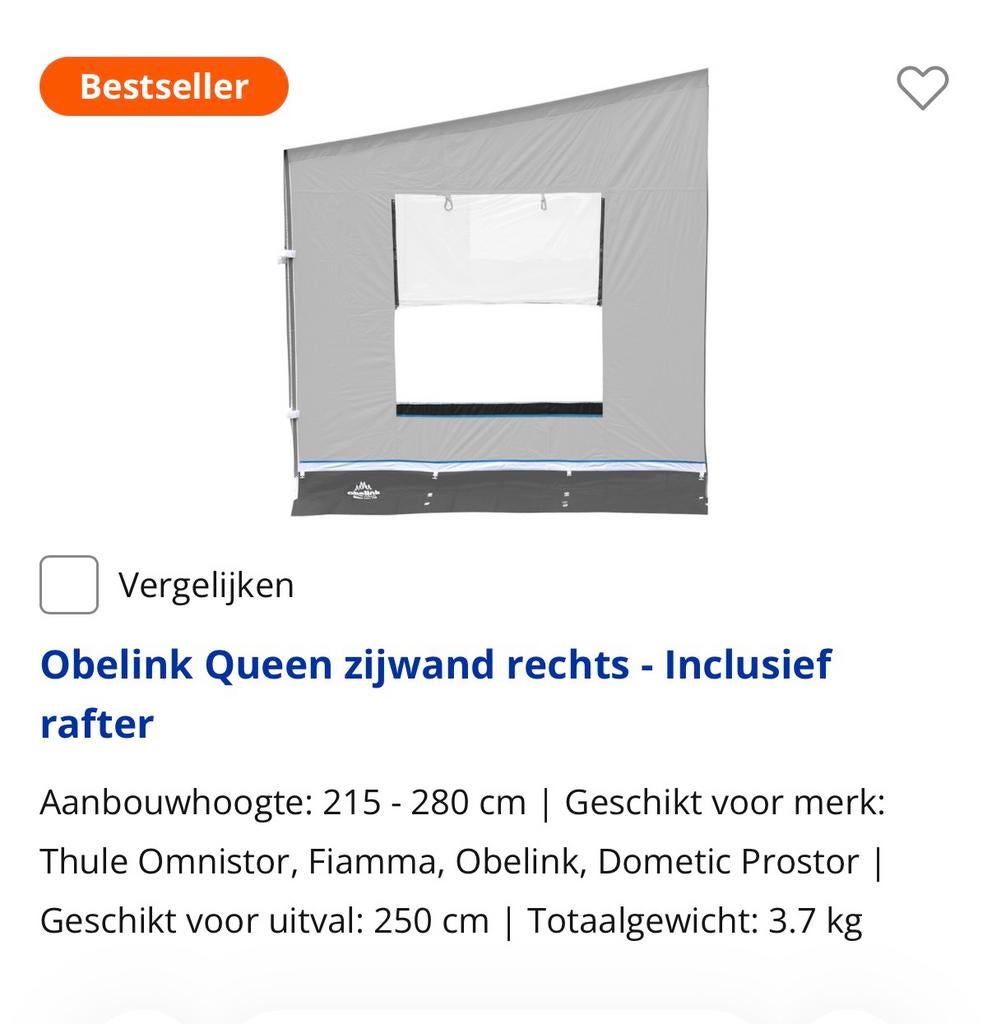 Zijwand voor luifel, Ophalen, Zo goed als nieuw