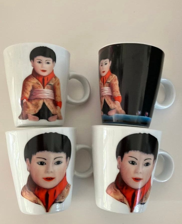 4 koffiekopjes met Aziatisch design, Schoonhoven, Aziatisch, Gebruikt, Overige merken, Keramiek