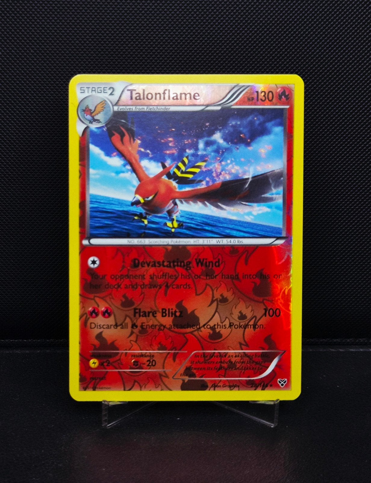 Talonflame Reverse holo 28/146 XY Base 2014, Ophalen of Verzenden, Zo goed als nieuw
