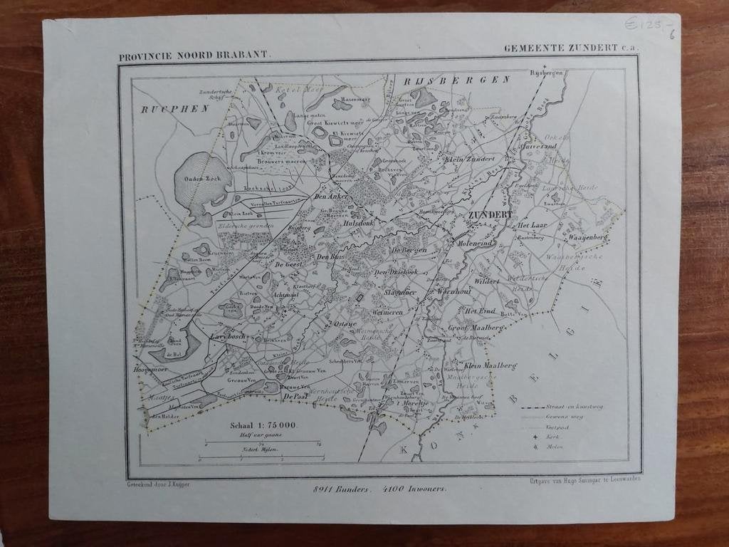 6 / Zundert - Den Anker Noord Brabant Litho van J. Kuyper, Ophalen of Verzenden