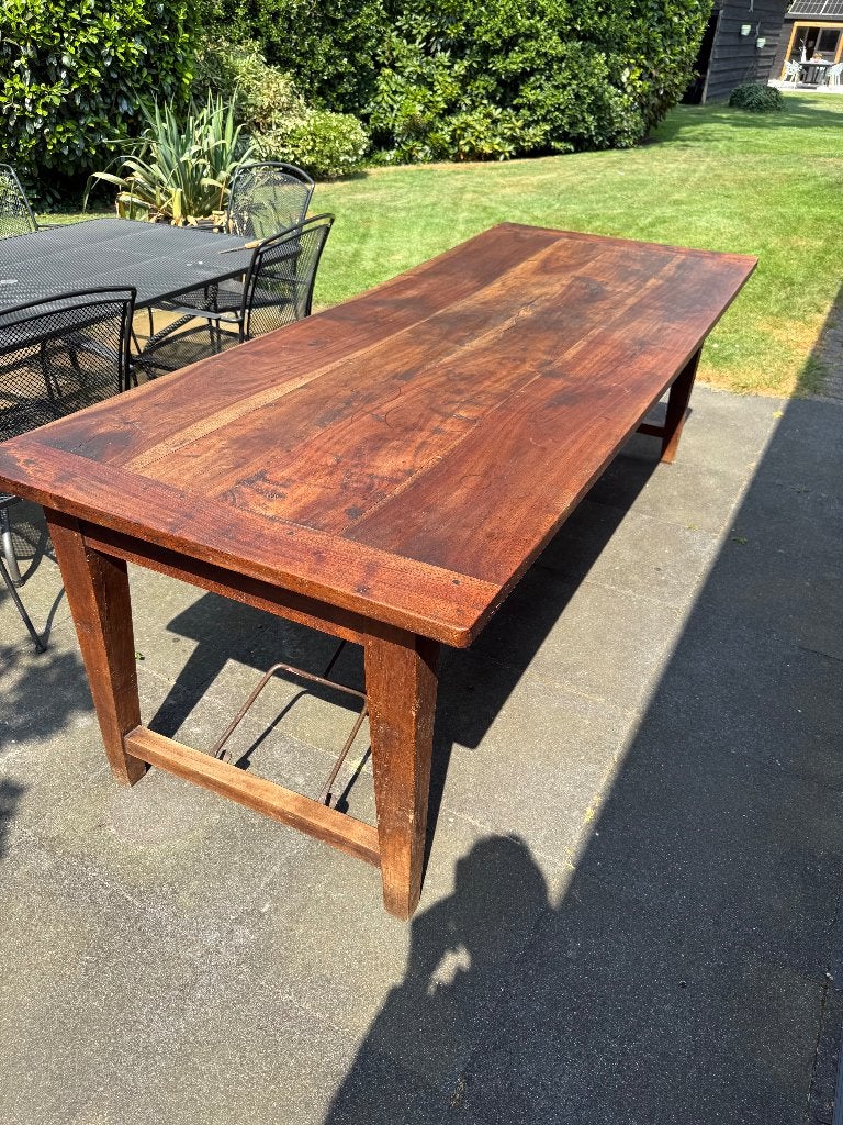 Rustiek koloniale tafel 240cm x 95cm, Huis en Inrichting, Ophalen, Gebruikt, Teakhout, 200 cm of meer