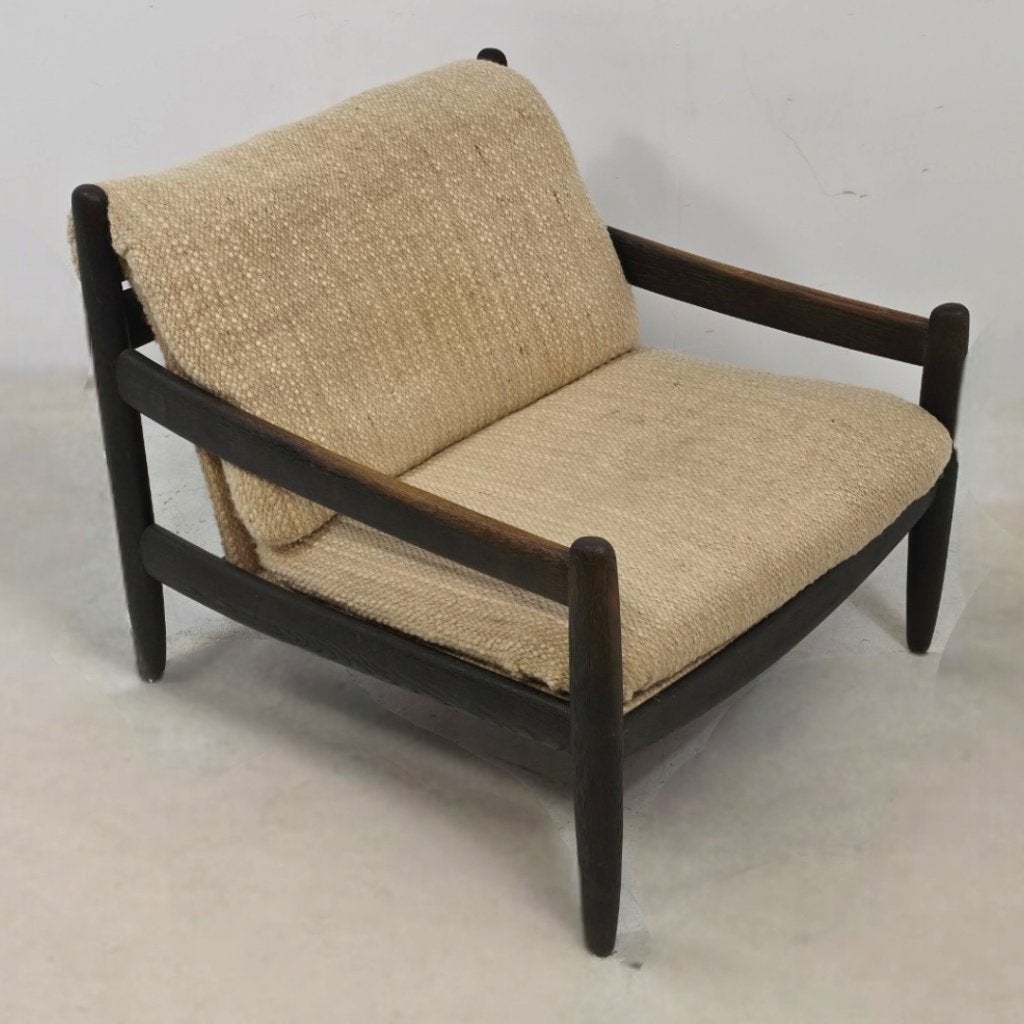 Fauteuil Carl Straub 60s orgineel brutalist mid century, Ophalen, 75 tot 100 cm, Zo goed als nieuw, Stof