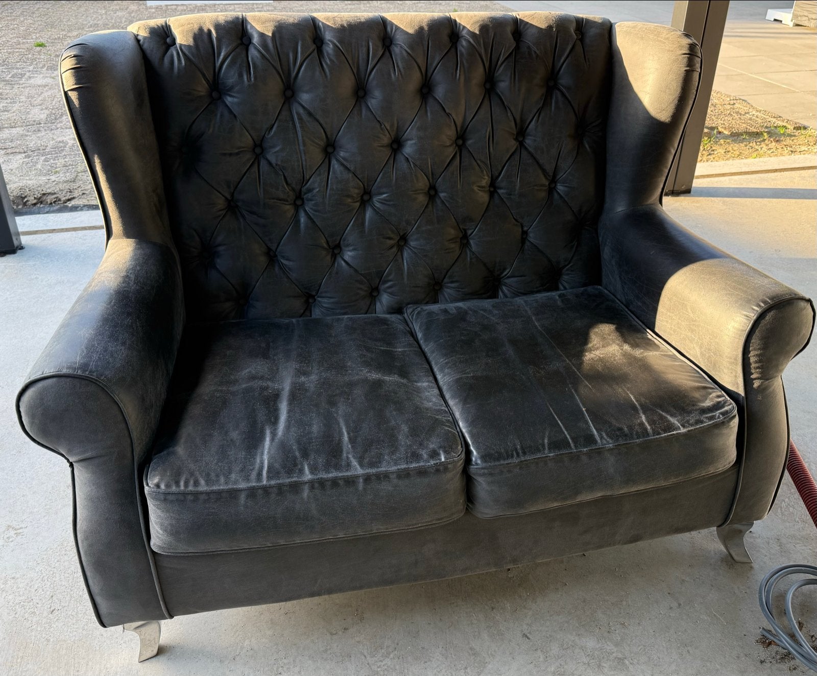 Riviera Maison Loveseat Antracietgrijs Pellini Landelijk, Ophalen, Tweepersoons, 75 tot 100 cm, Zo goed als nieuw