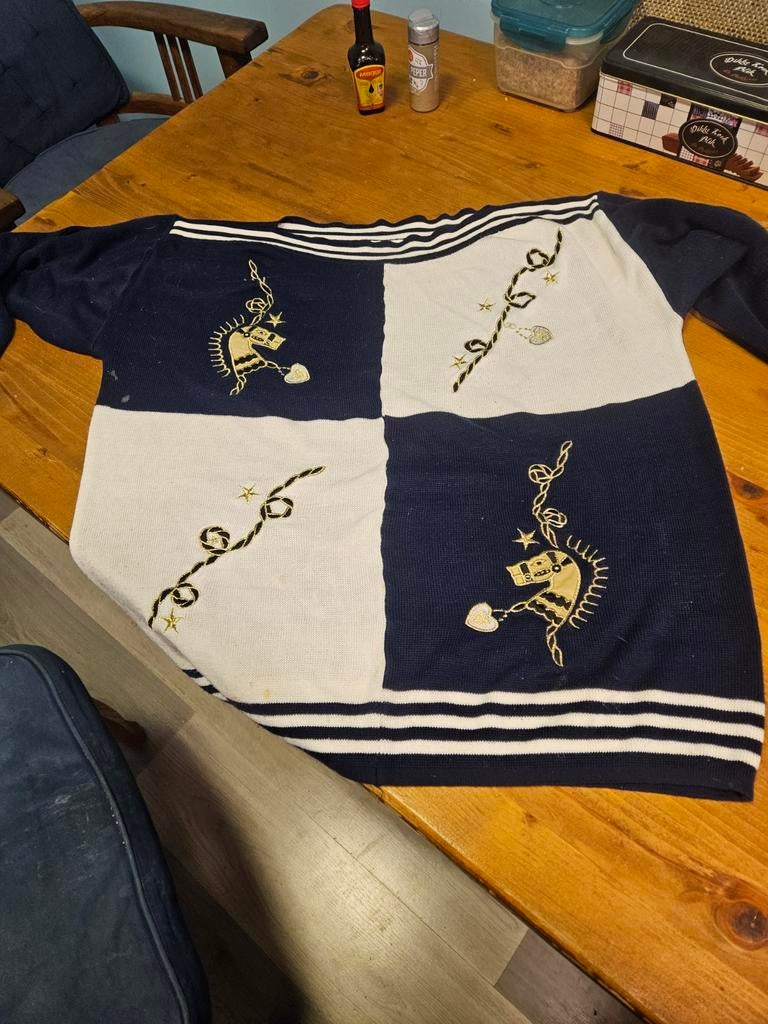 Super aparte vintage trui maat 40  blauw wit gouddraad, Kleding | Dames, Truien en Vesten, Verzenden, Zo goed als nieuw, Maat 38/40 (M)