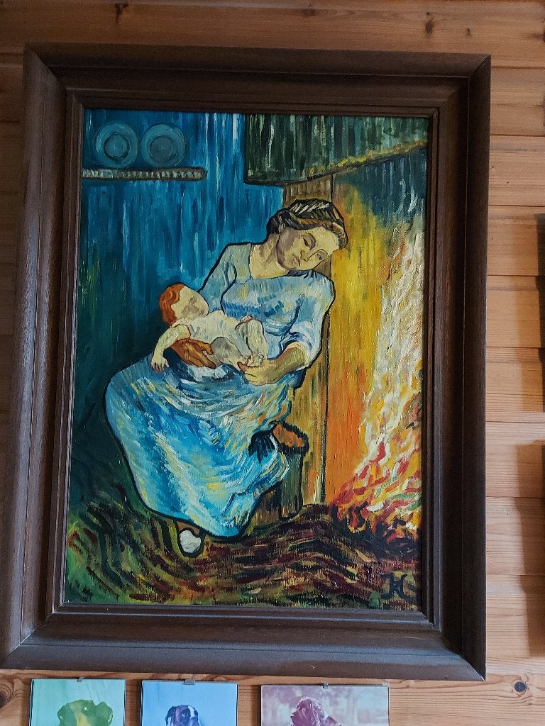 Schilderij - nageschilderd - Vrouw met kind, Hobby en Vrije tijd, Overige Hobby en Vrije tijd, Ophalen, Gebruikt