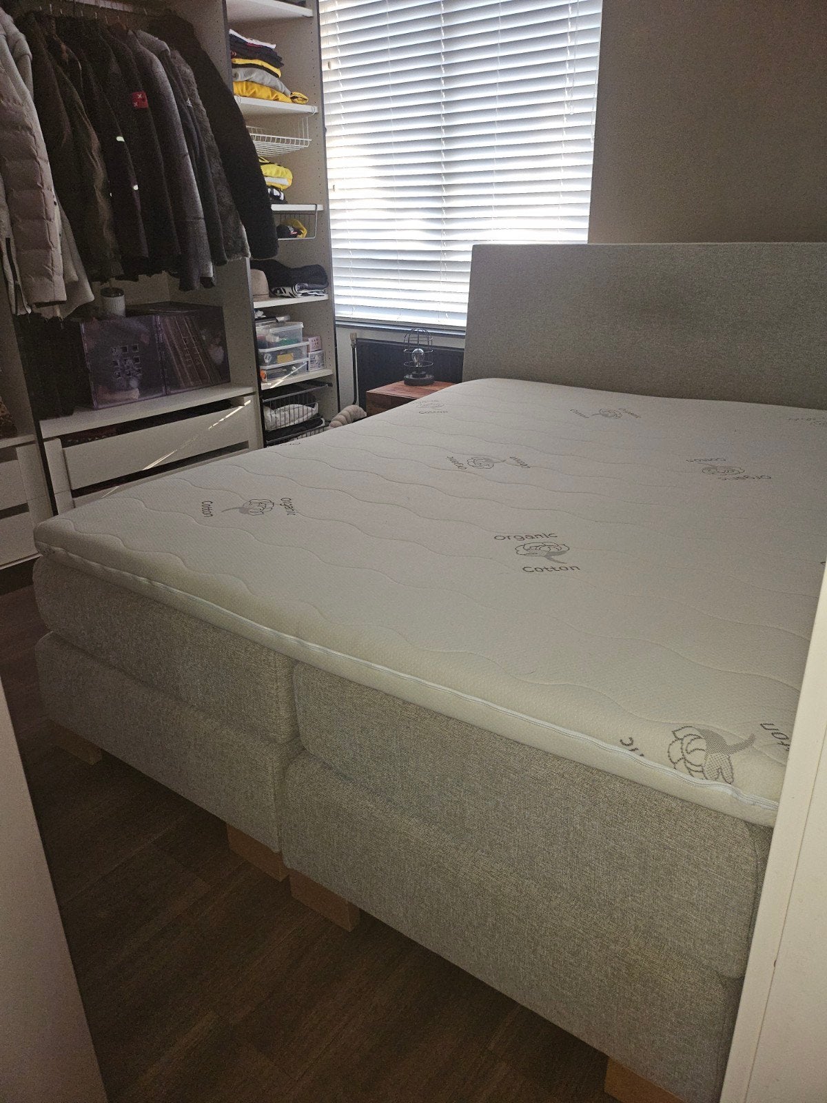 2 persoons boxspring met hoofdbord, Ophalen, Gebruikt, Tweepersoons, 200 cm