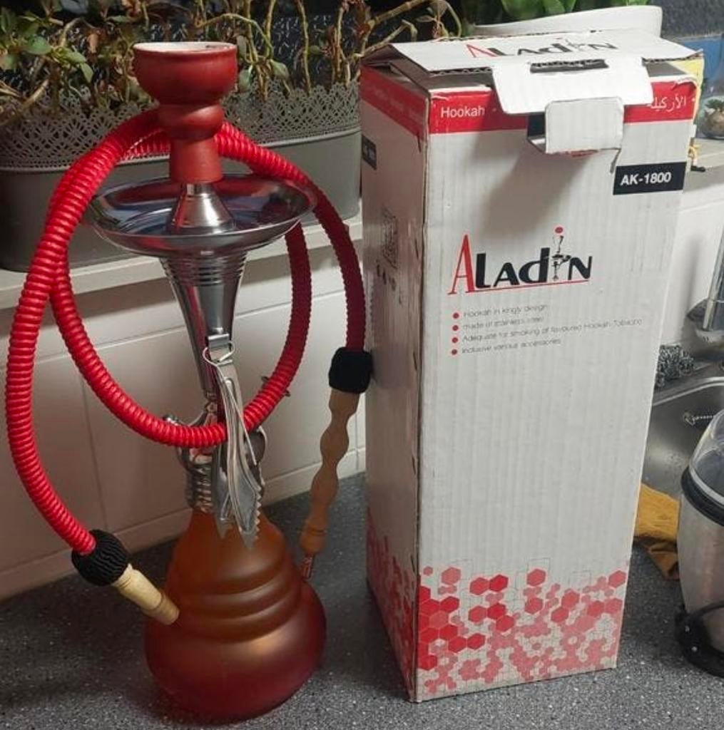 Aladin Shisha Waterpijp ZGAN + 30 Kokoskolen, Ophalen of Verzenden, Zo goed als nieuw