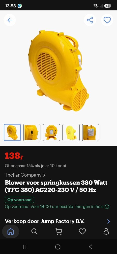 Springkussen pomp, Ophalen, Gebruikt