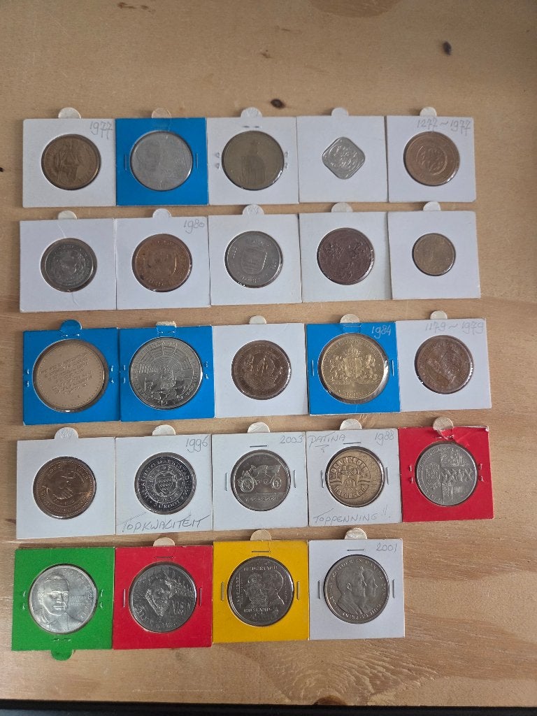 Partij 24 Nederlandse penningen / ECU / herdenkingsmunten, Ophalen of Verzenden, Overige landen, Overige waardes, Losse munt