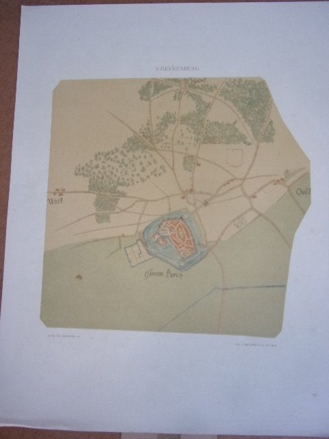 's Heerenberg Plattegrond v. de stad door Jacob van Deventer, Cartografie, 29 cm, Ophalen of Verzenden, Origineel