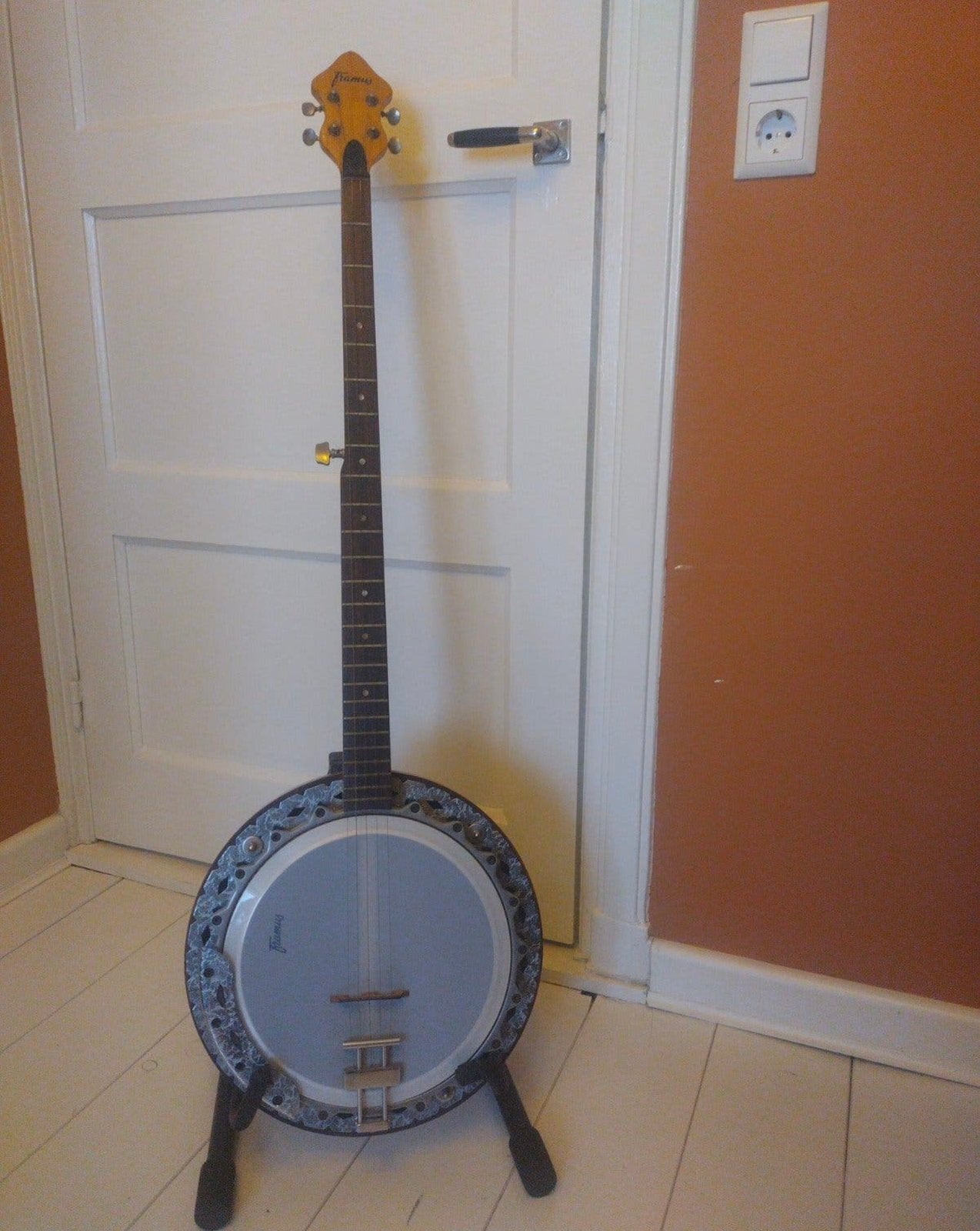 Framus longneck banjo - vintage, zeer fraai gedecoreerd, Muziek en Instrumenten, Ophalen of Verzenden, Gebruikt, 5-snarige of Bluegrassbanjo