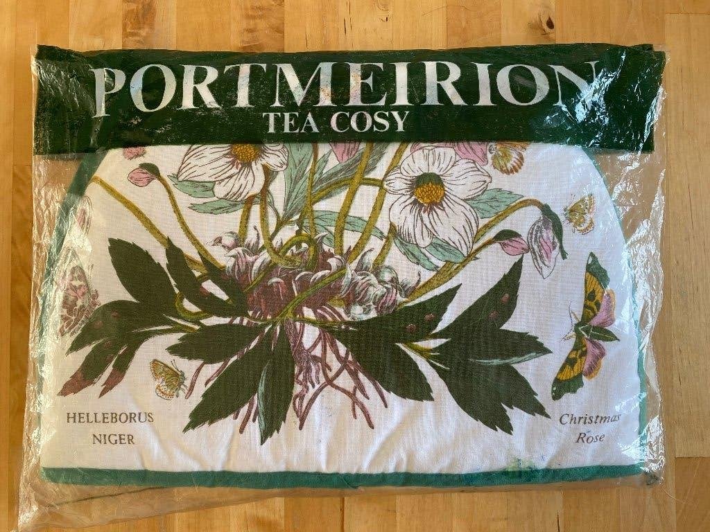 Vintage Portmeirion theemuts Christmas Rose katoen wasbaar, Ophalen of Verzenden, Zo goed als nieuw