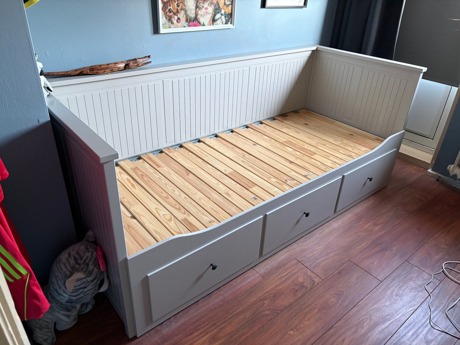 Ikea hemnes bedbank grijs, Ophalen, Eenpersoons, Zo goed als nieuw, 80 cm