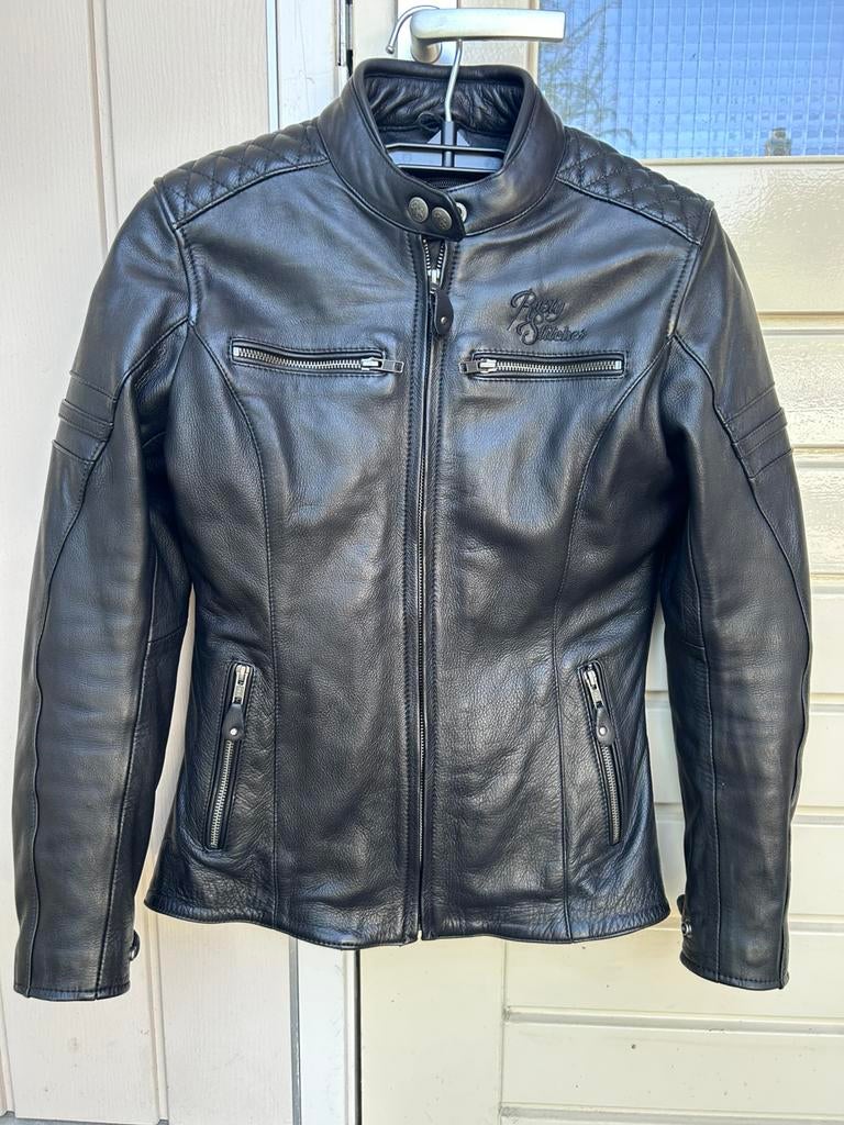 Dames motor jas leer, Ophalen, Zo goed als nieuw, Maat 38/40 (M), Zwart