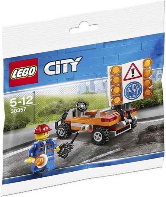 Lego City 30357 Wegenwerker met aanhanger en verkeersbord, City, Lego, Ophalen of Verzenden, Zo goed als nieuw