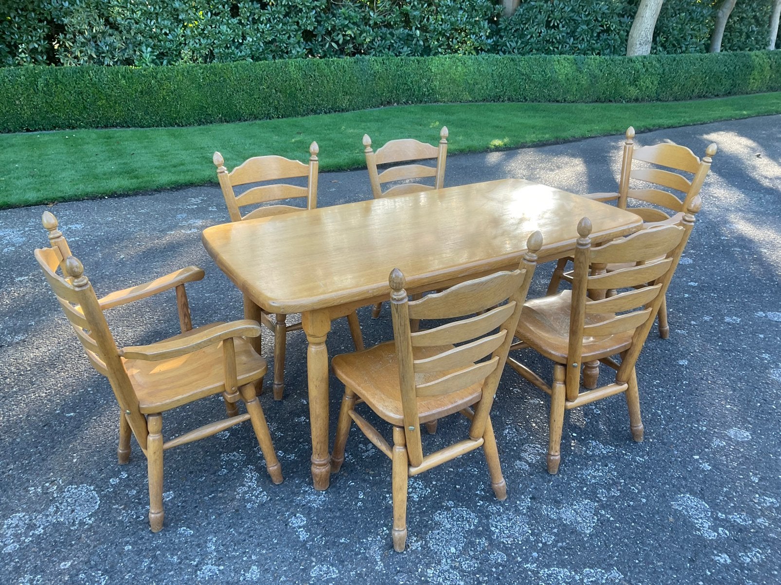 Zwaar eiken, Huis en Inrichting, Ophalen, Zo goed als nieuw, Zwaar eiken, 4 tot 6 stoelen
