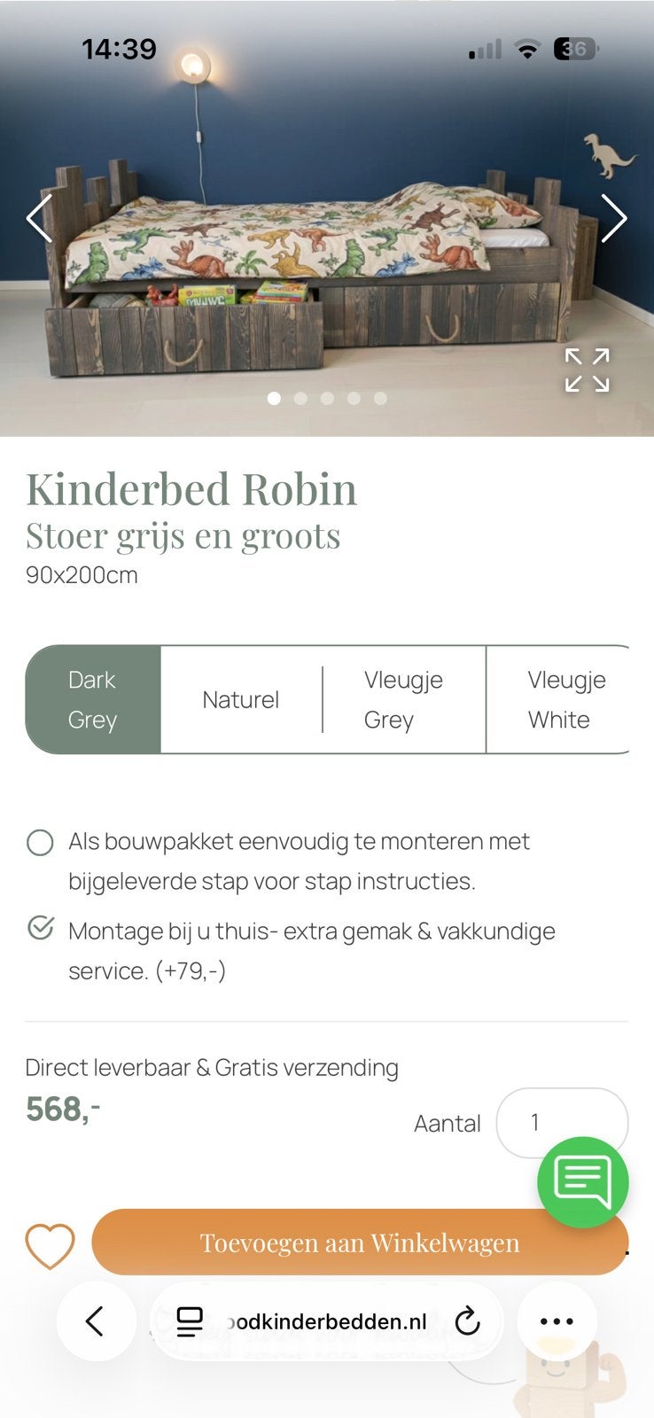 Rockwood bed, 90 cm, Eenpersoons, Ophalen of Verzenden, Zo goed als nieuw