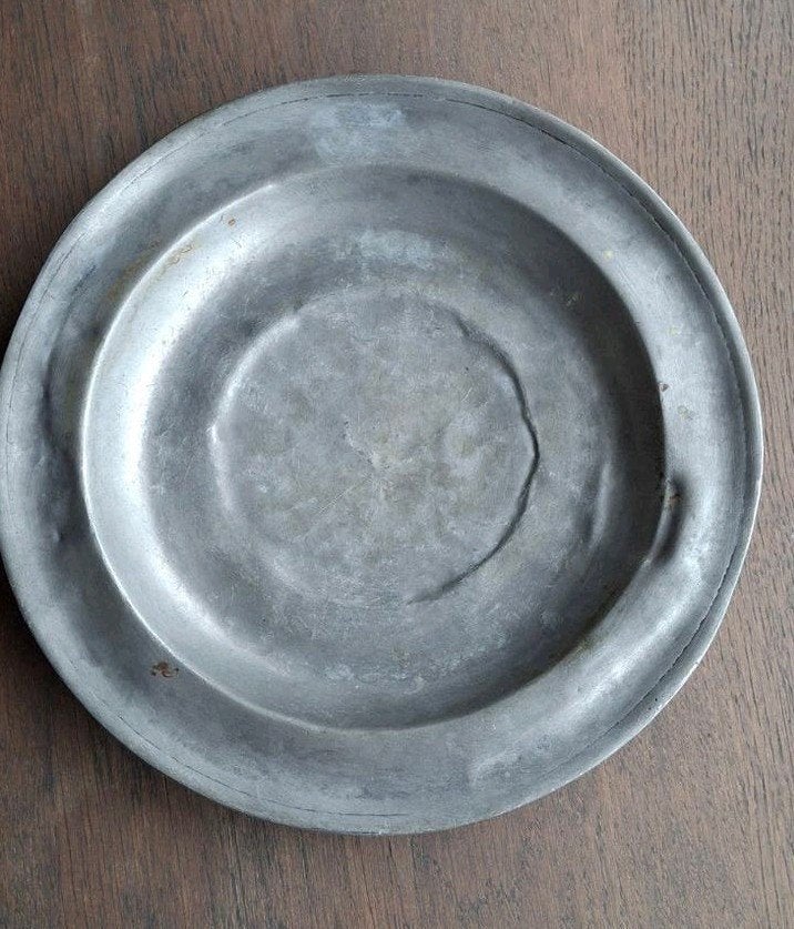 Antiek tinnen bord met engelmerk, ca. 18e/19e eeuw, Antiek en Kunst, Antiek | Tin, Ophalen of Verzenden