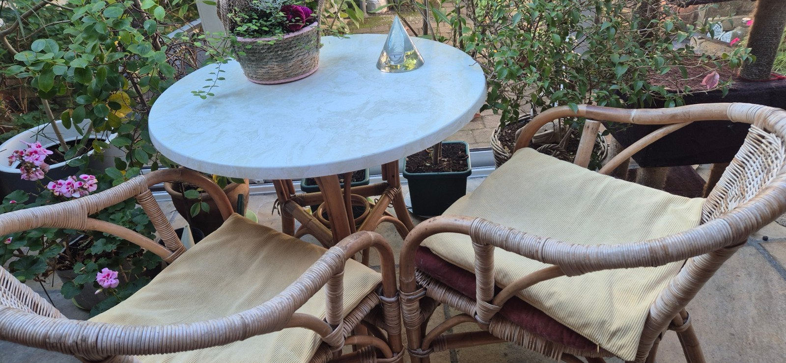 4 rotanstoelen en tafel, Ophalen, Riet of Rotan, Vier