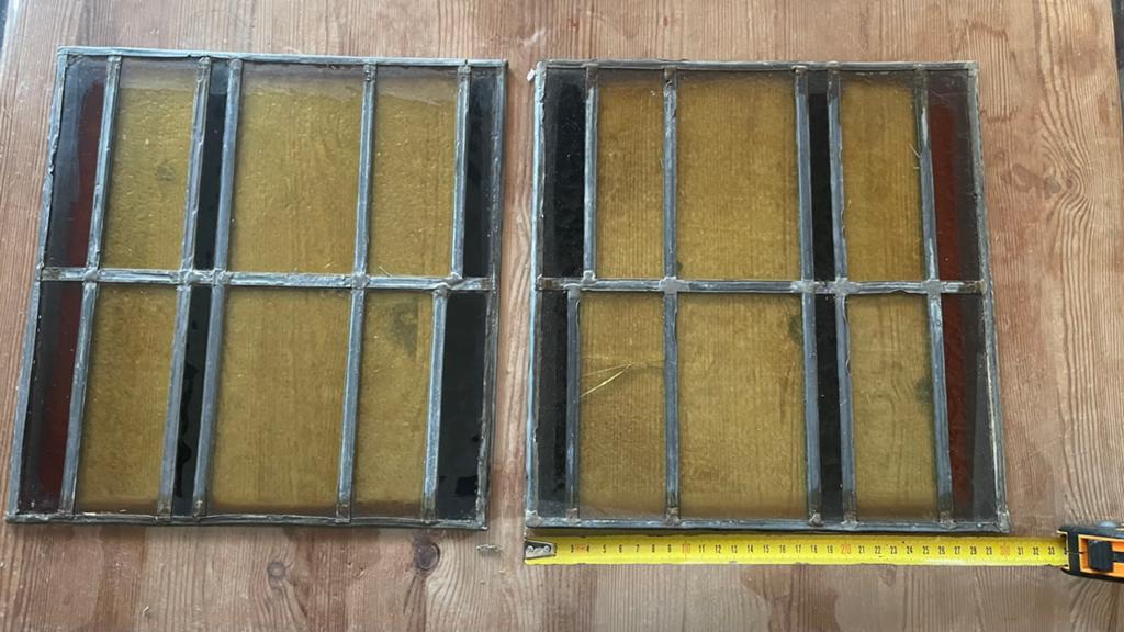 2 glas in lood raampjes, Doe-het-zelf en Verbouw, Glas en Ramen, Ophalen, Gebruikt, Overige typen, Minder dan 80 cm