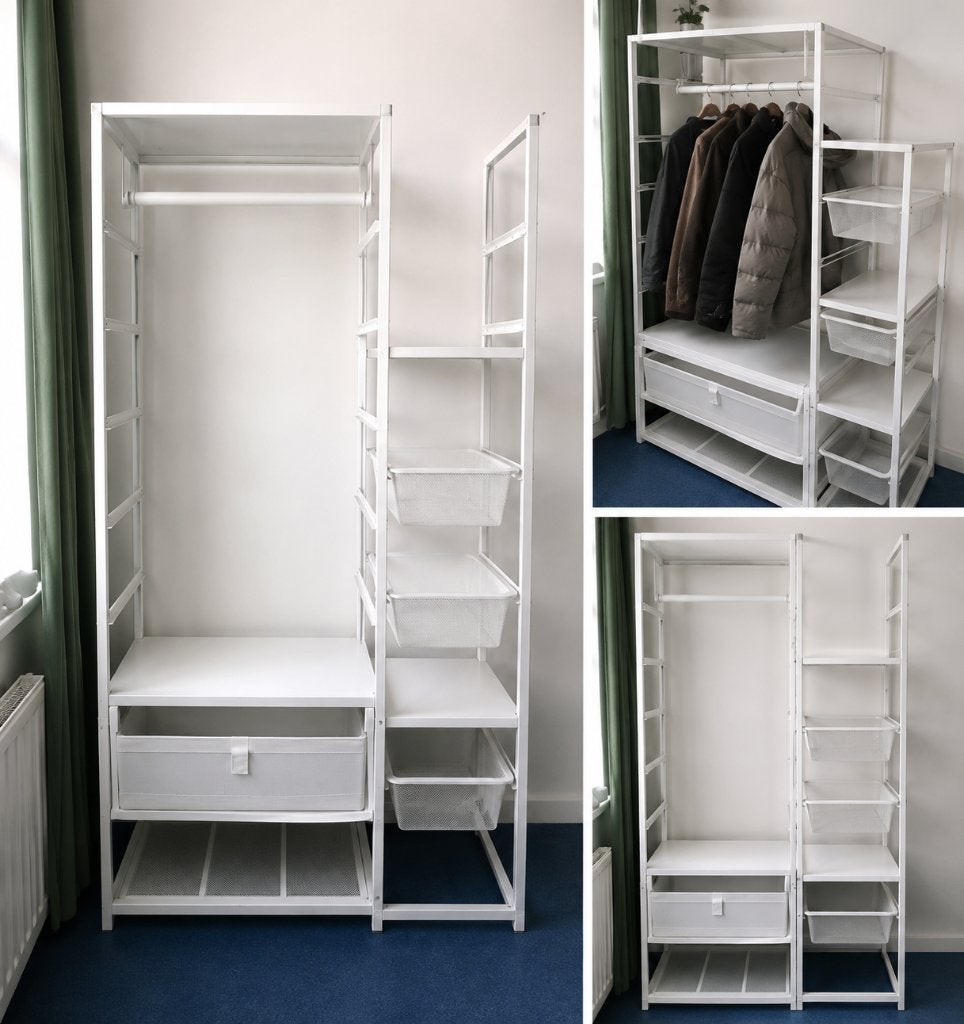 IKEA Open Wardrobe with Double Storage Towers, 100 tot 150 cm, 100 tot 150 cm, Ophalen of Verzenden, Zo goed als nieuw