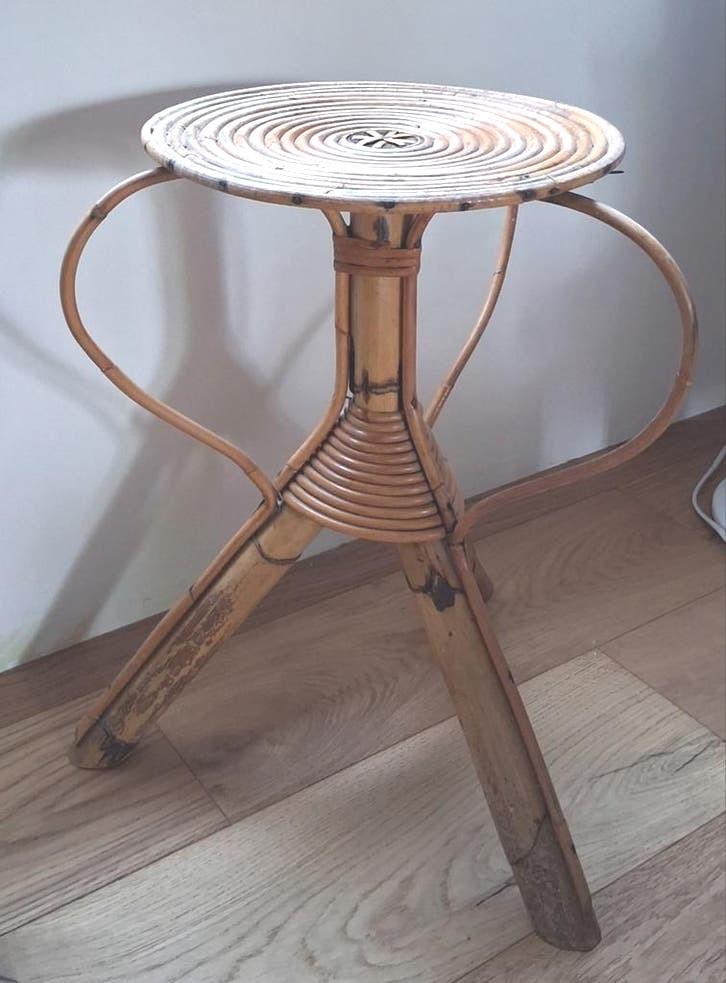Rotan / bamboe plantentafel jaren 50 Rohé Noordwolde., Ophalen of Verzenden, Gebruikt, Rond