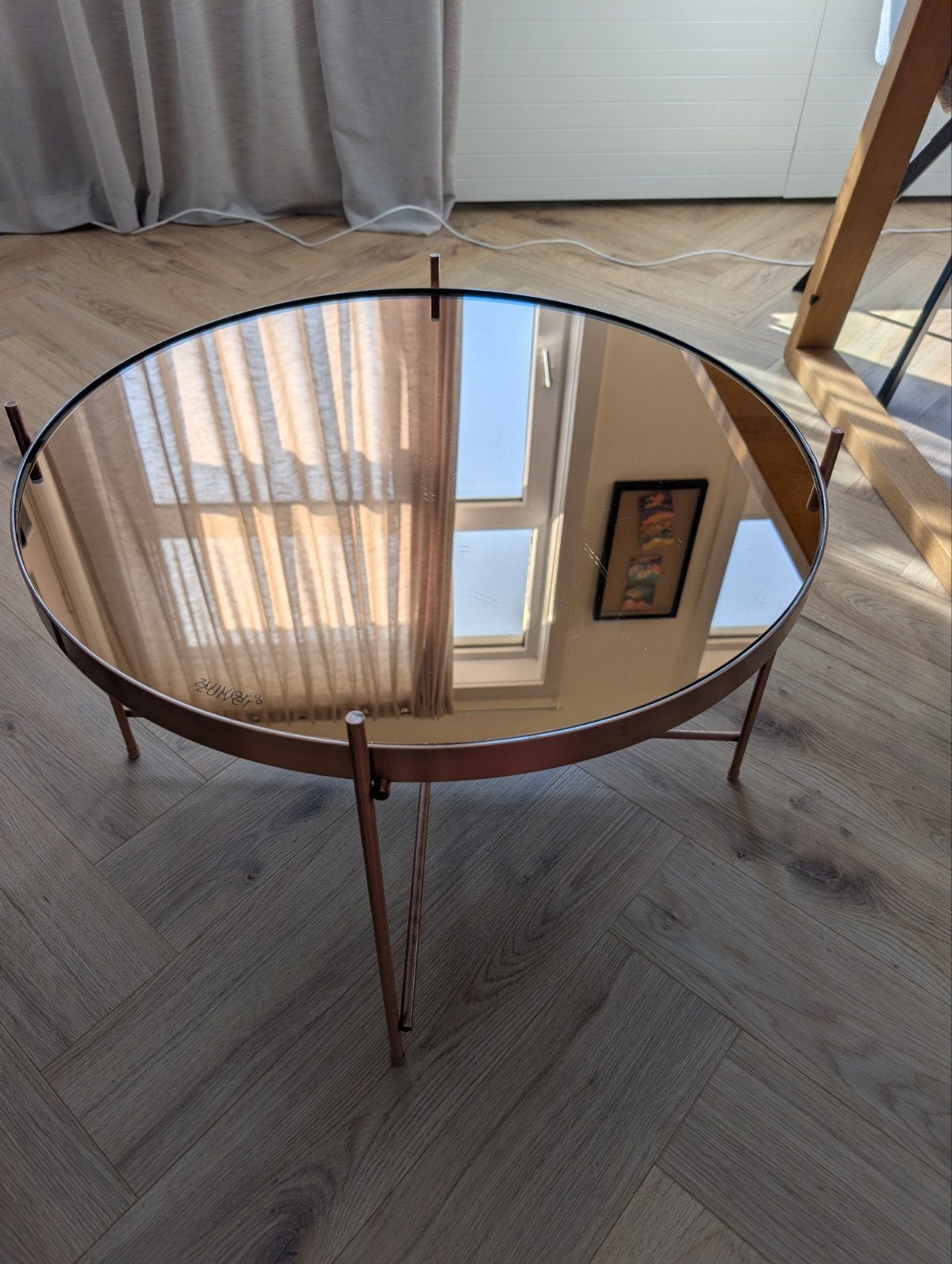 Zuiver Cupid Salontafel | Koper & Spiegelglas | Design Klass, Huis en Inrichting, Tafels | Salontafels, Ophalen, Gebruikt, 50 tot 100 cm