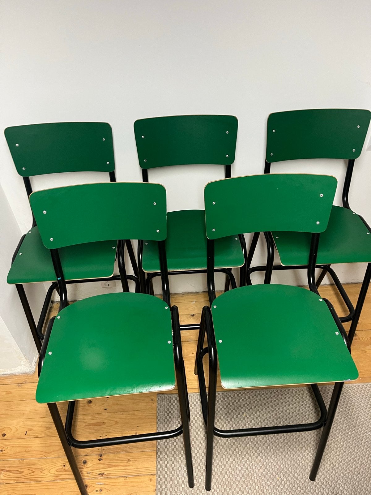 Set van 5 groene barkrukken, Huis en Inrichting, Ophalen, Gebruikt, Overige kleuren, Vijf, Zes of meer stoelen