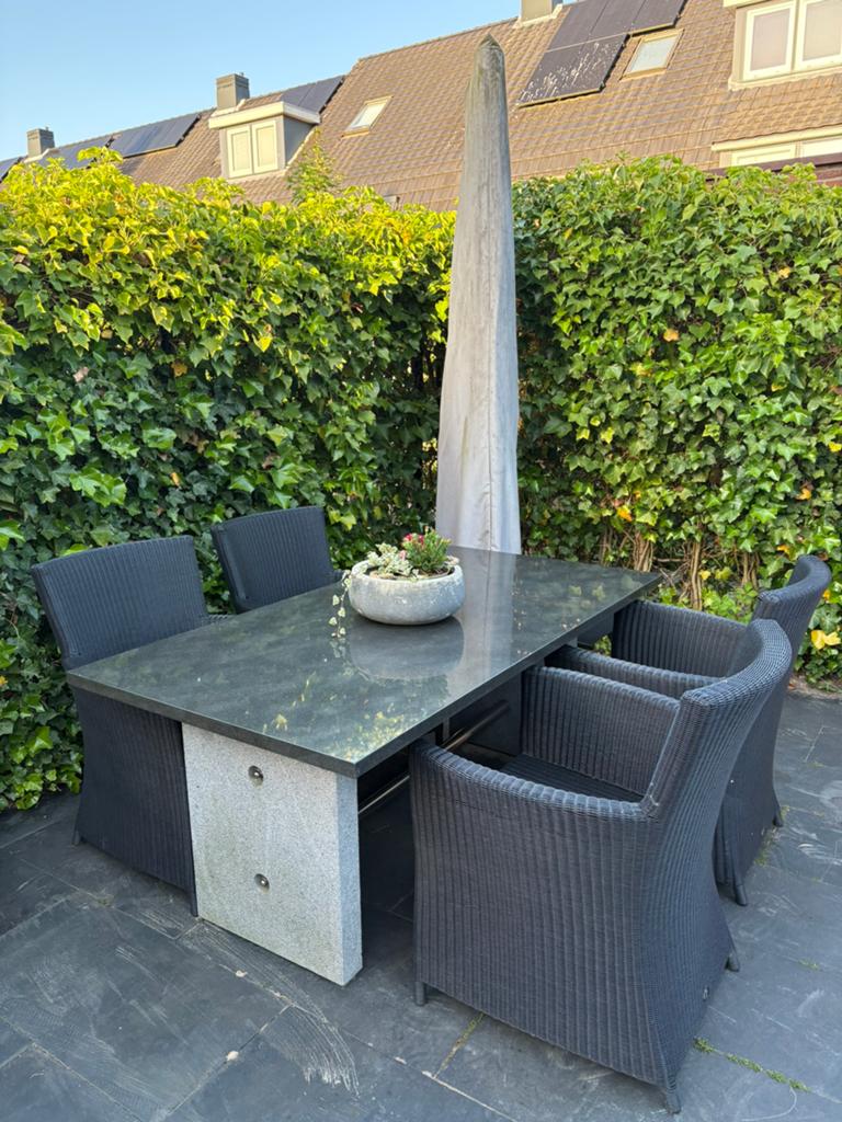 Prachtige tuinset met Borekstoelen in kleur antraciet, Ophalen, Gebruikt, Tuinset, Eettafel