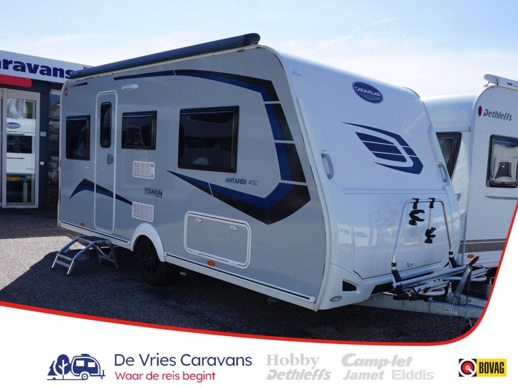 Caravelair Antares Titanium 450 enkele bedden,mover,997kg, Caravans en Kamperen, Standaardzit, Schokbreker, Bedrijf, Tot en met 3