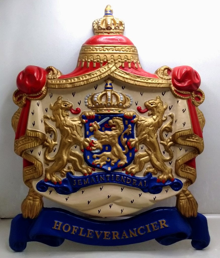 Gietijzeren Wapenschild Hofleverancier, Je Maintiendrai, Ophalen of Verzenden