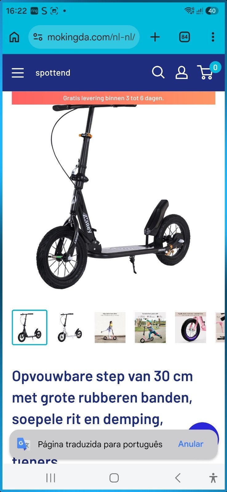 12" Opvouwbare scooter

Zwart, Ophalen, Gewone step