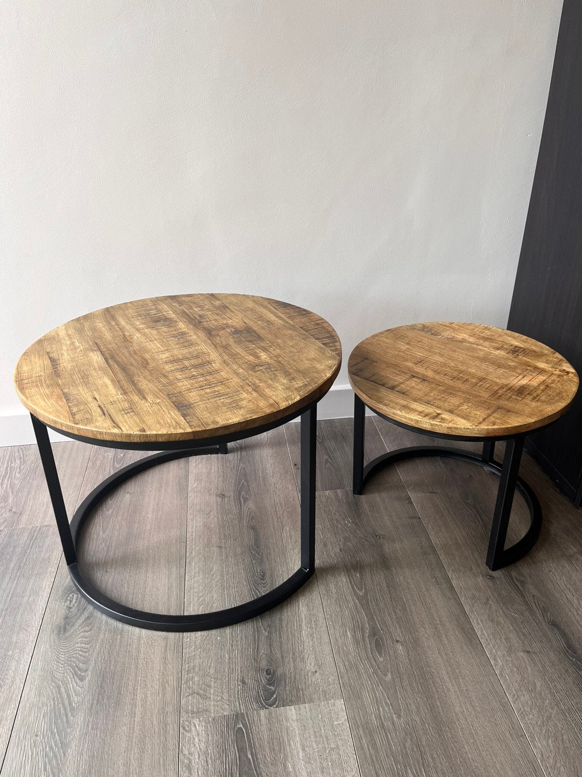 Mango houten salontafels, Ophalen, Rond, 50 tot 100 cm, Zo goed als nieuw