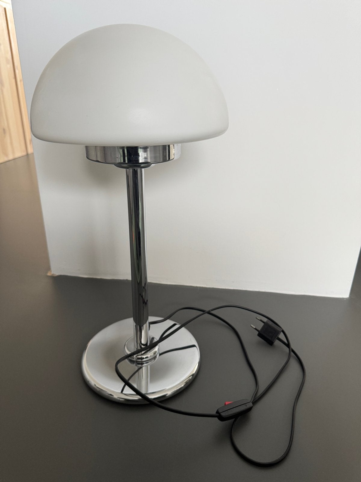Retro/vintage 70’s mushroom lamp | chroom, Ophalen, Gebruikt