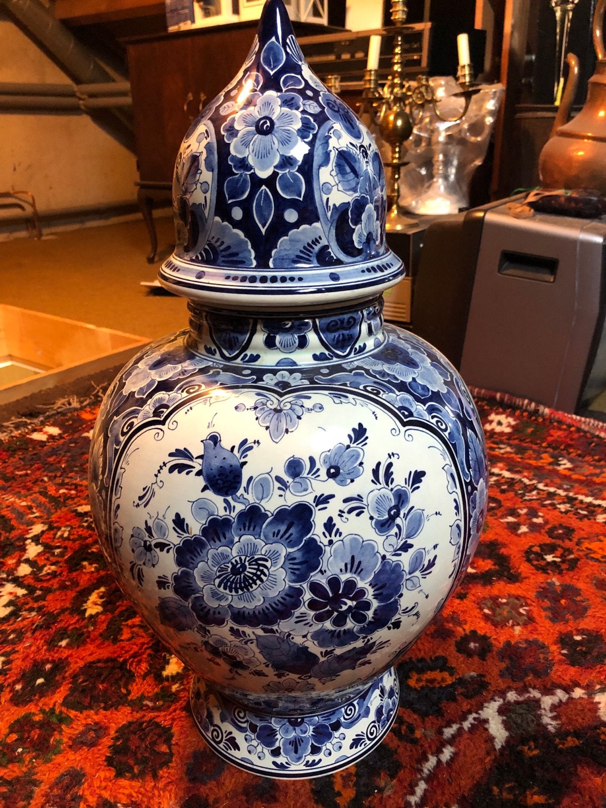 Grote Regina Delfts Blauw Gemberpot met Deksel, Ophalen of Verzenden