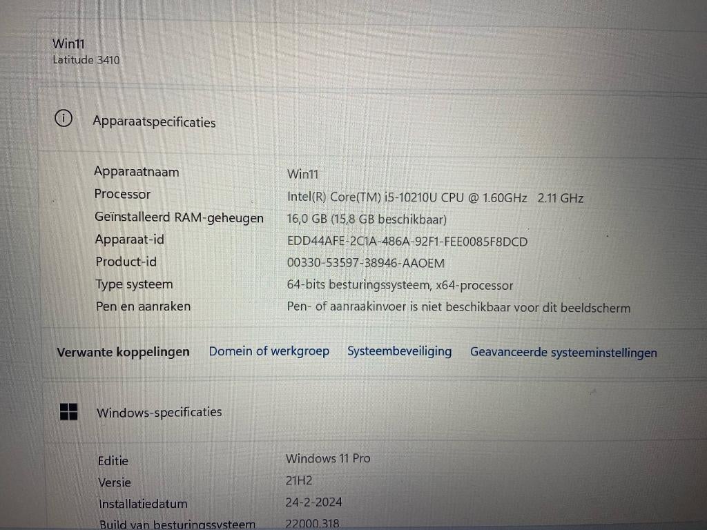 Dell Latitude 3410 i5 10210Uu 16GB 256gb 14 inch Win11, Ophalen, Dell, Intel® Core™ i5-10210U (10th Generatie), 14 inch